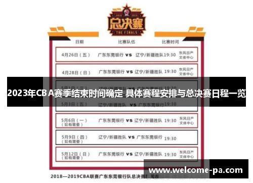 2023年CBA赛季结束时间确定 具体赛程安排与总决赛日程一览